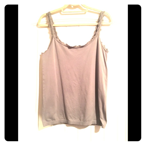🌻5/$35🌻 New York and Company | Gray Lace Strap Camisole - Picture 1 of 8